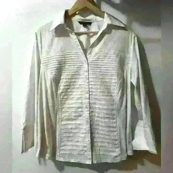 Women’s Zack and Rachel Brand Classic White Long Sleeve Tuxedo Style Blouse 1X - Picture 3 of 7